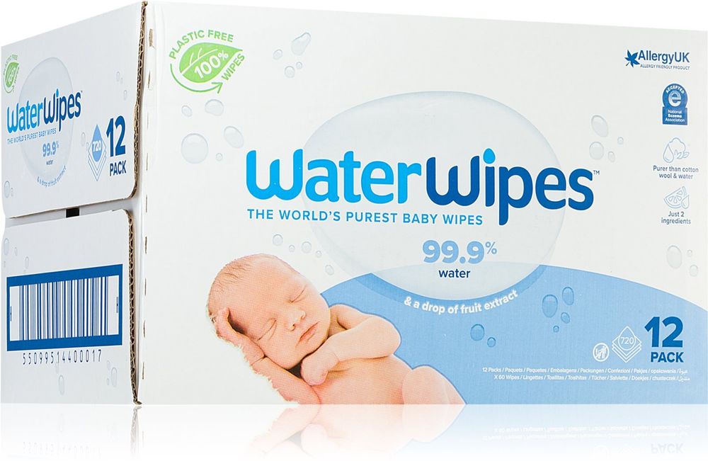 Water Wipes нежные влажные салфетки для детей Baby Wipes 12 Pack