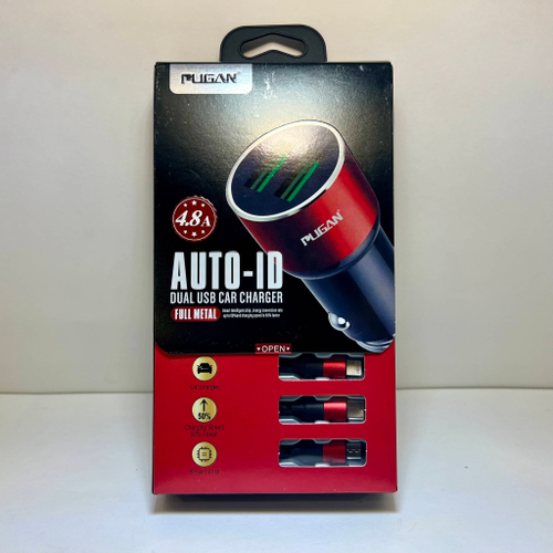 Автомобильное зарядное устройство PUGAN, 4.8А, USBx2 c кабелем в комплекте (за комплект)