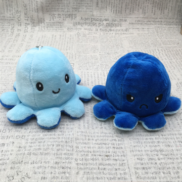 Мягкая игрушка-брелок "Осьминог-перевертыш" (голуб.-син.)