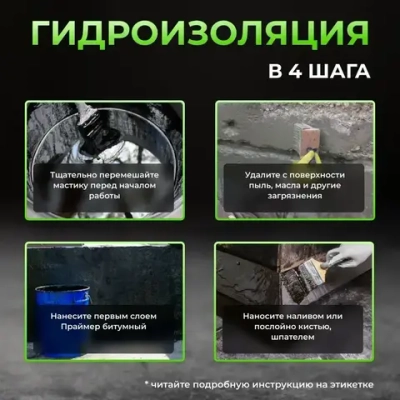 Мастика битумная для фундамента, подходит для бетона, металла, дерева.22л 20 кг