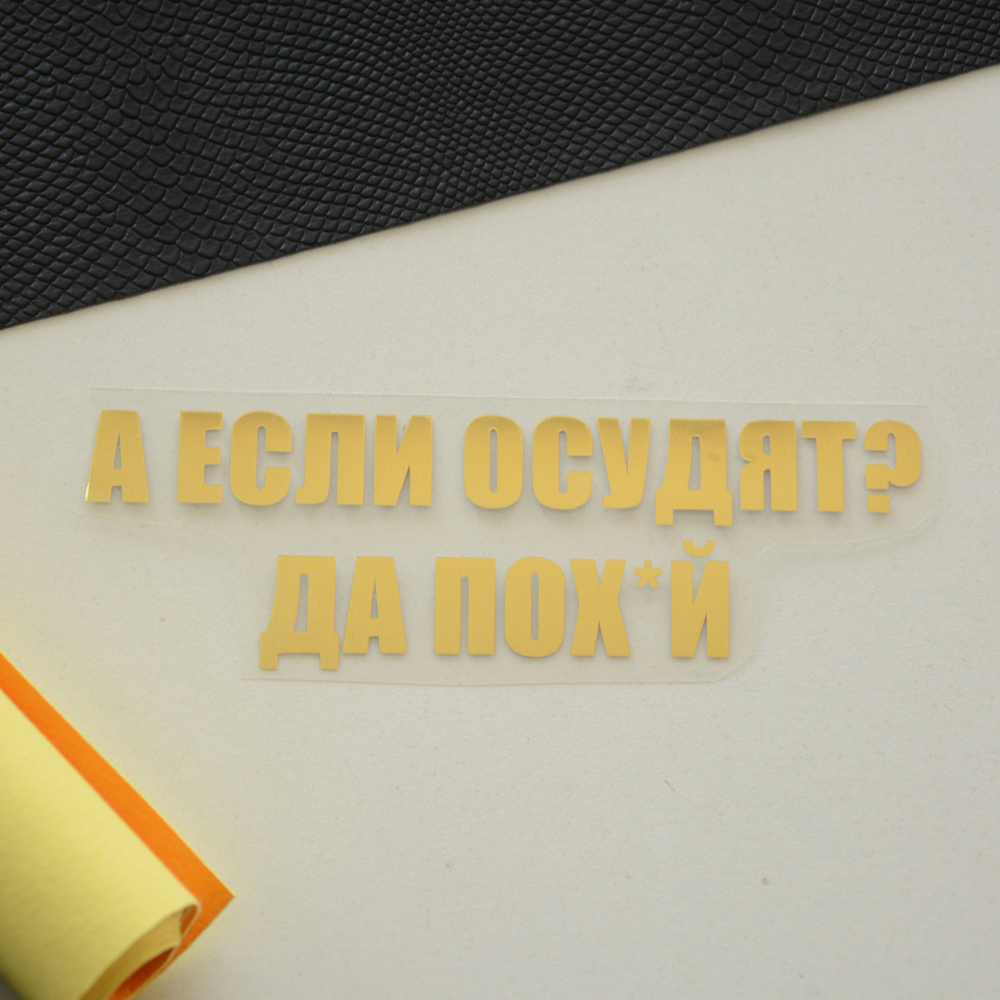 Надпись из термотрансферной пленки "А ЕСЛИ ОСУДЯТ? ДА ПОХ*Й"