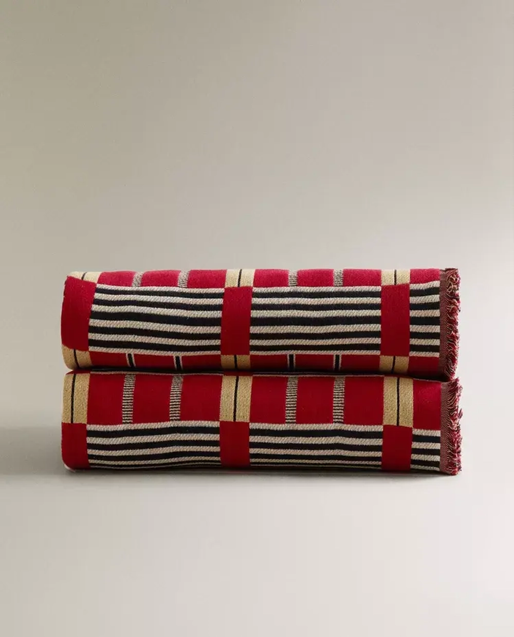 ZARA HOME ХЛОПКОВЫЙ ПЛЕД, КРАСНЫЙ
