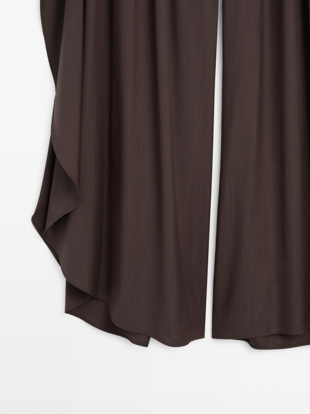 Massimo Dutti Широкие плиссированные брюки с боковыми разрезами, шоколадный