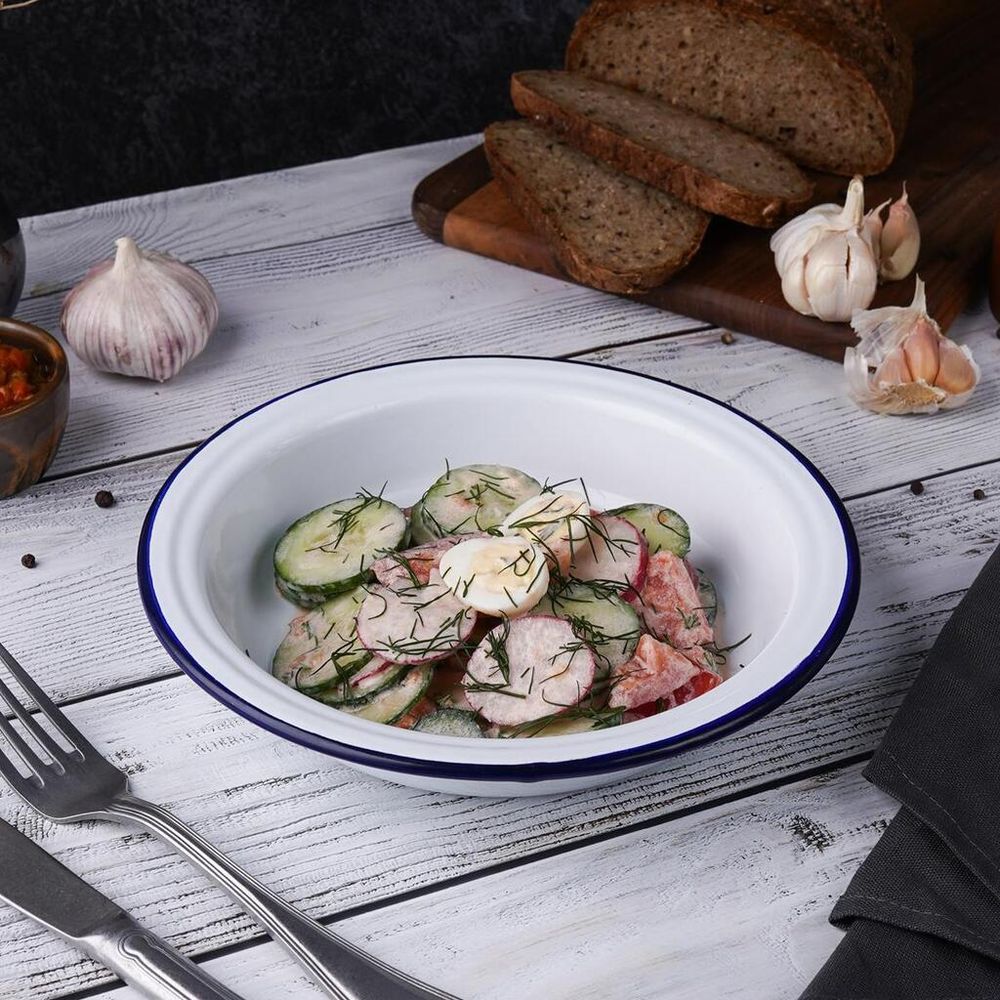 Салатник 700 мл d 21 см h3,9 см Blue Rim эмалированая сталь SUNNEX [1]