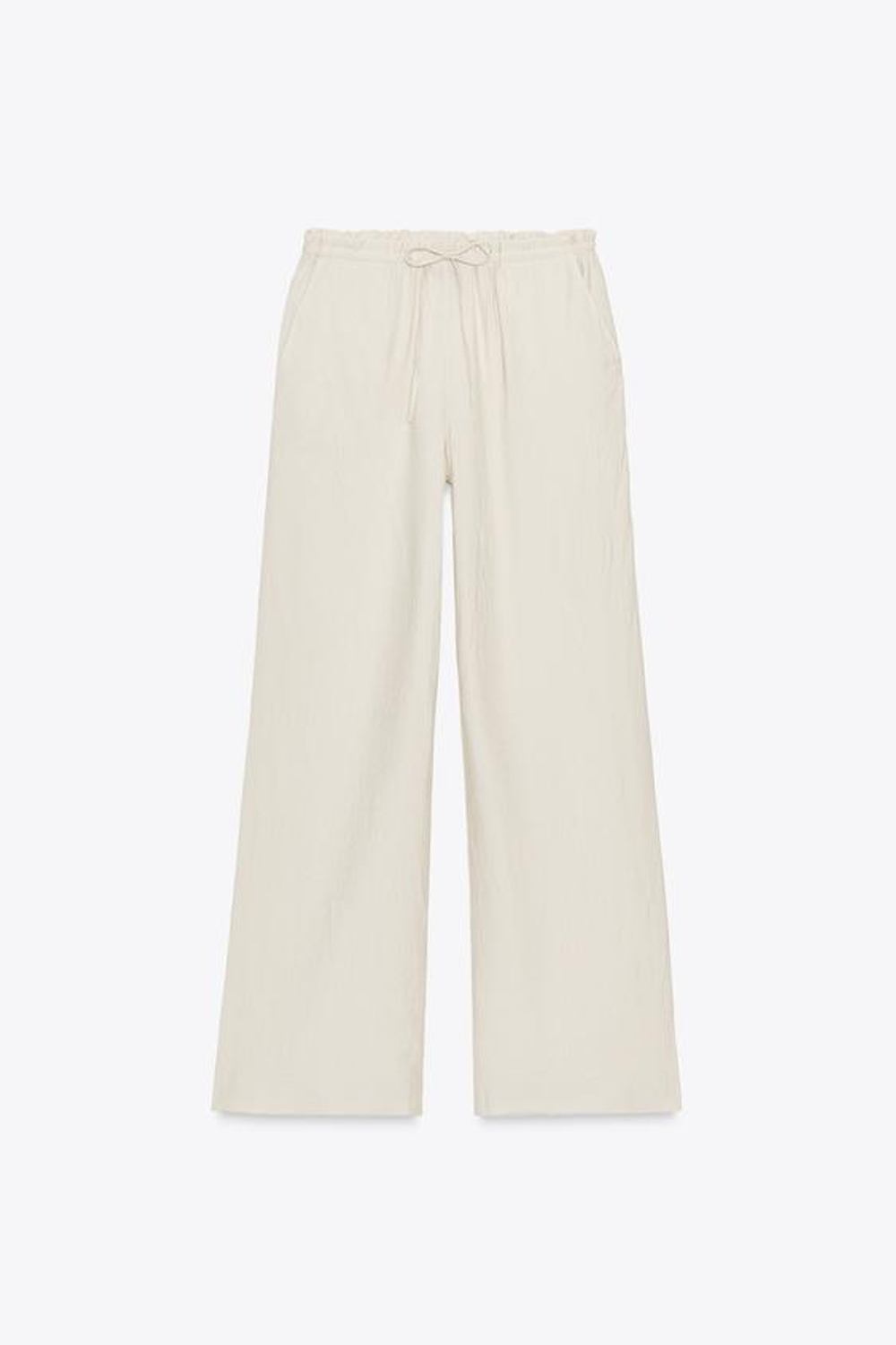 ZARA БРЮКИ ИЗ ТКАНИ С РЕЛЬЕФНЫМ УЗОРОМ, ЦВЕТ СЛОНОВОЙ КОСТИ