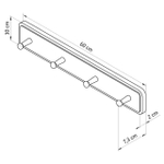Вешалка настенная для одежды с крючками из массива дуба для прихожей, бани, детской
