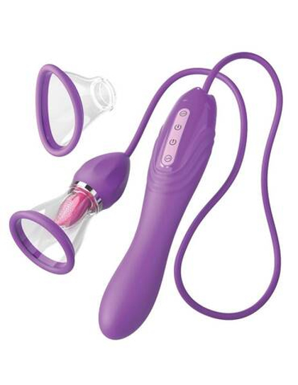 Сиреневый вибростимулятор с помпой и имитатором языка Her Ultimate Pleasure Max