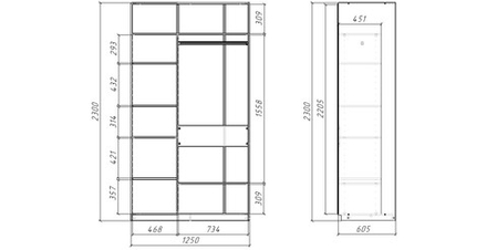 Шкаф-купе МАМА SLIM,125*60, Дуб вотан, Белый