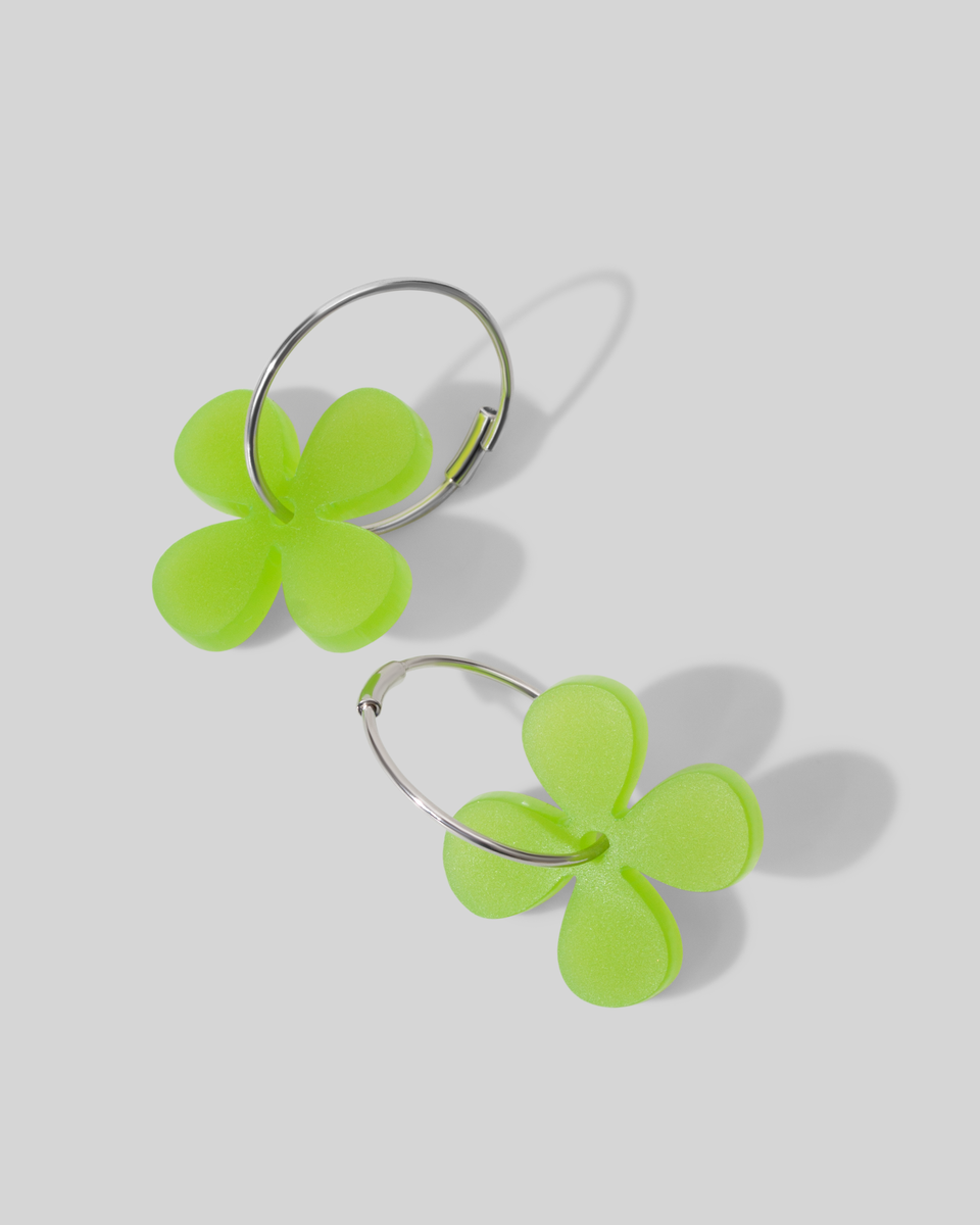 Cерьги-Кольца Цветы Листики