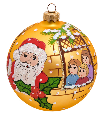 Элита НФШ-1464 Ел.украшение Шар «Дед Мороз и дети» золотой 100 мм