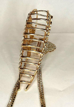 Заколка-краб. Бабочка петля со стразами. Усиленная. Цвет золото.