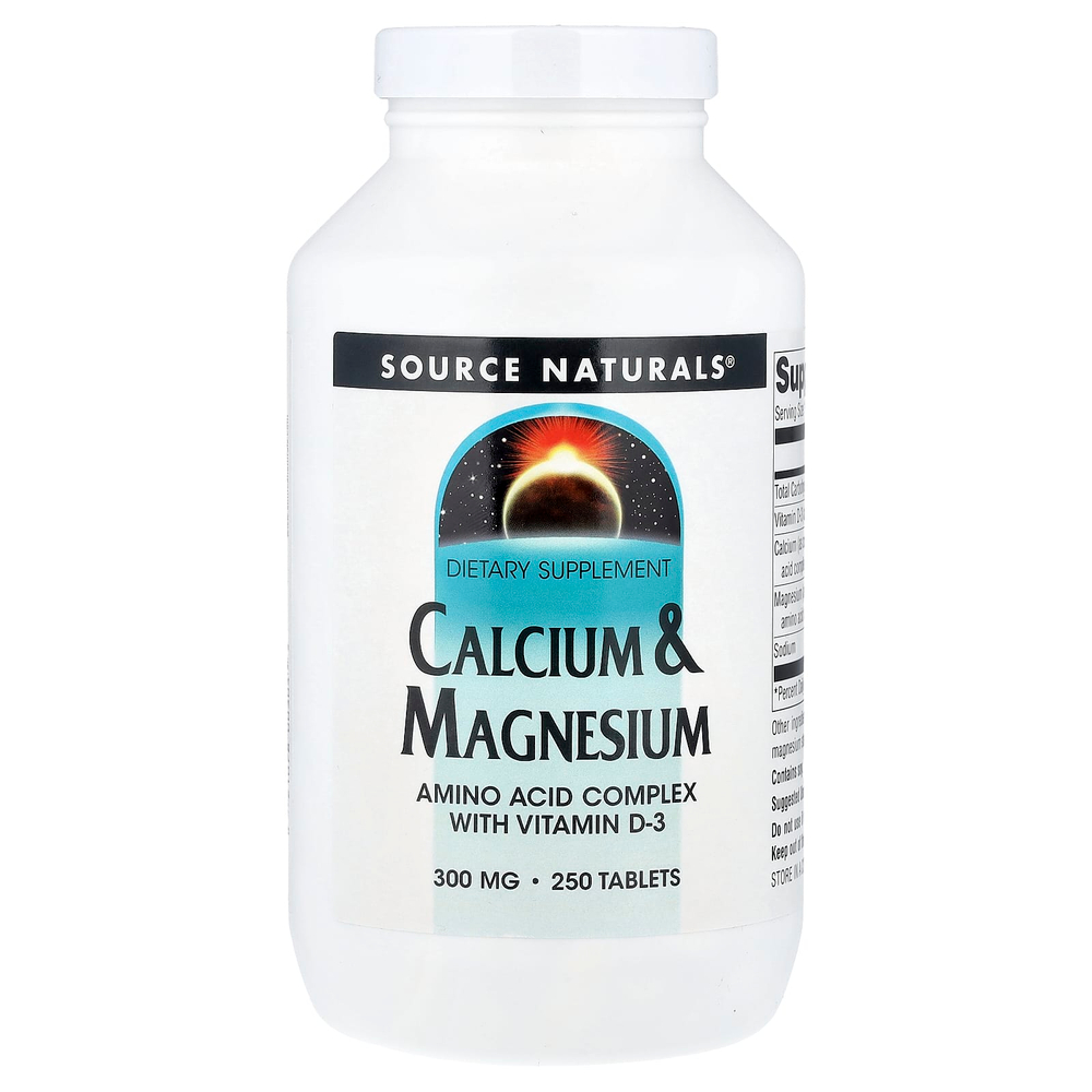 Source Naturals, кальций и магний, 300 мг, 250 таблеток