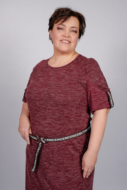 Трикотажное платье 2866АП, вишневый #95В052866АП