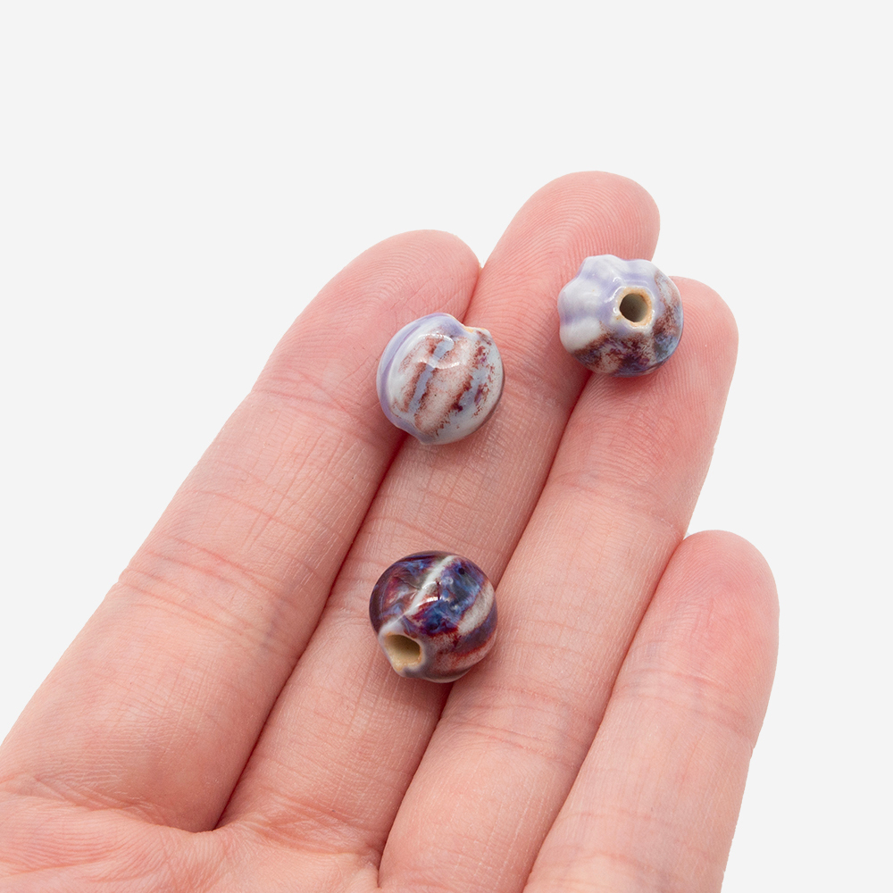 Бусина в форме "Бутон", 11мм, фиолетовая, глазурированный фарфор