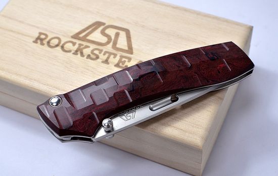 Премиальный японский нож Rockstead RIN-ZDP (RD) 67 HRC - рукоять титан + бордовый эбонит, сталь ZDP-189