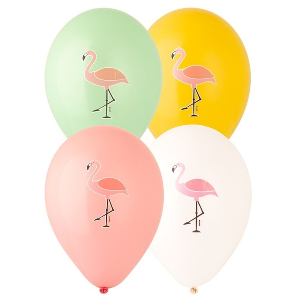 Воздушные шары Gemar с рисунком Фламинго, 25 шт. размер 14&quot; #1103-1805