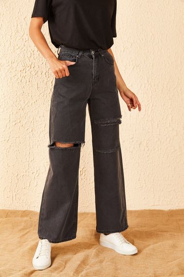 Qadın üçün kəsikli cins şalvar 10701008