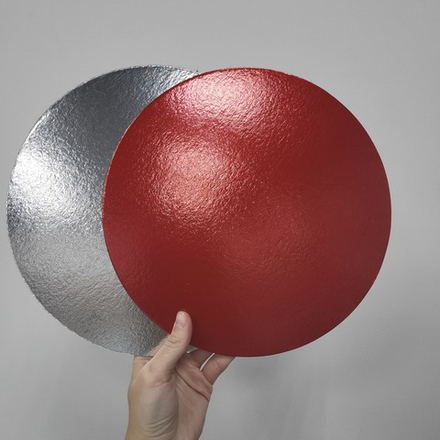 Подложка d=26 см усиленная 2,5 мм (Красная/серебро)