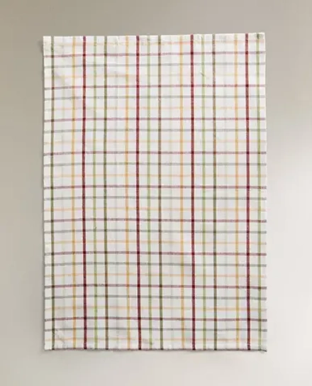 ZARA HOME КУХОННОЕ ПОЛОТЕНЦЕ В КЛЕТКУ (НАБОР ИЗ 3 ШТ.), ЗЕЛЕНЫЙ