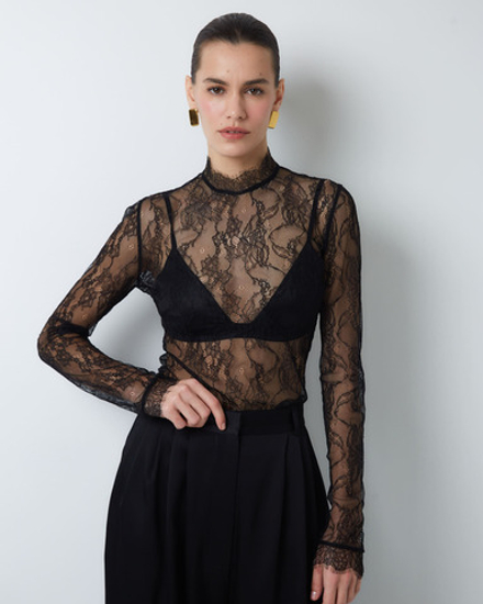 Топ из тонкого кружева черный