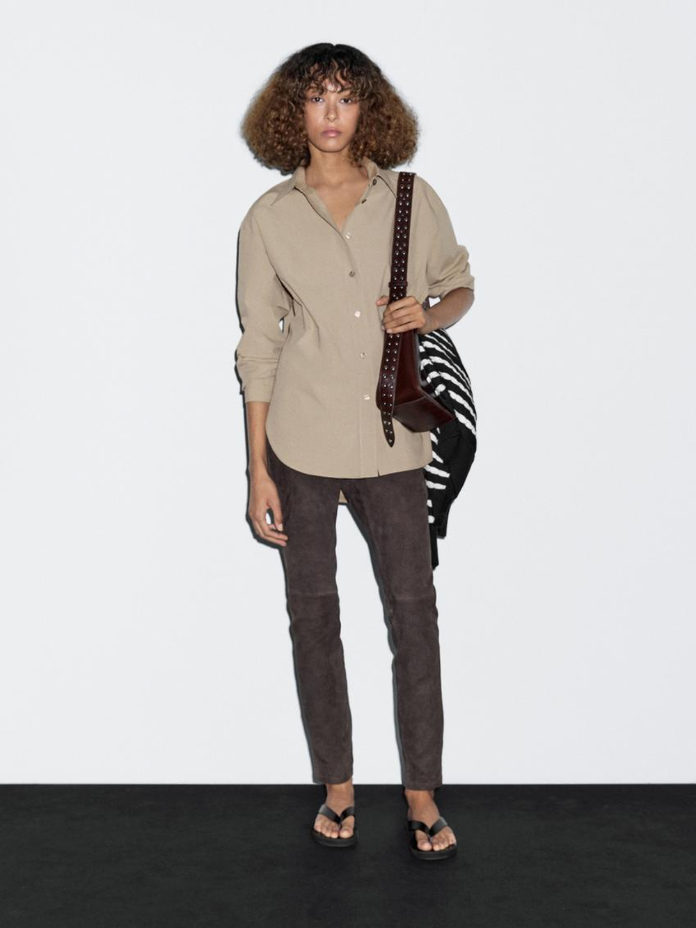 Massimo Dutti Рубашка из 100% хлопкового поплина, мятный