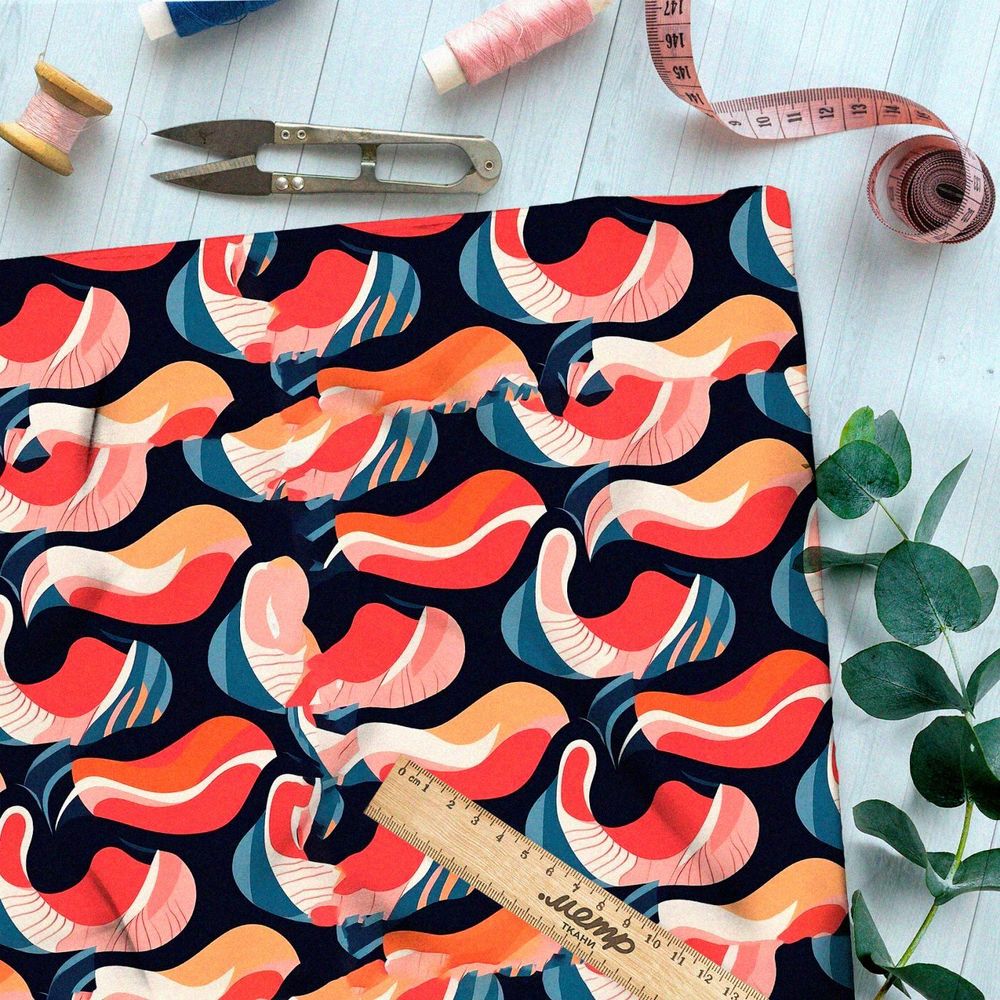 Ткань премиум шифон призрачные перекаты облаков