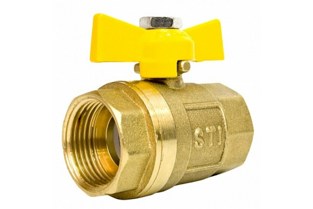 Кран шаровый газ. 15 (1/2") ВВ бабочка (БАЗ, Россия)