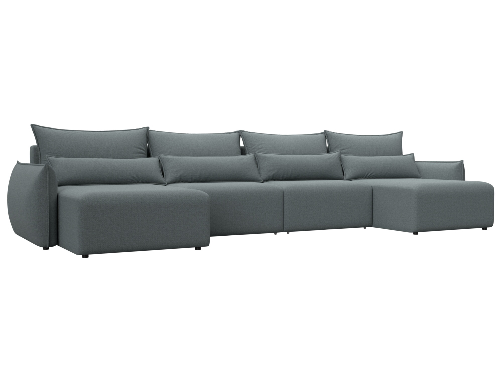 Диван П-образный Лига-051 НПБ Лонг РОГОЖКА Амур 07 серый