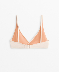OYSHO Топ бикини с перекрещенными бретельками Piqué, экрю
