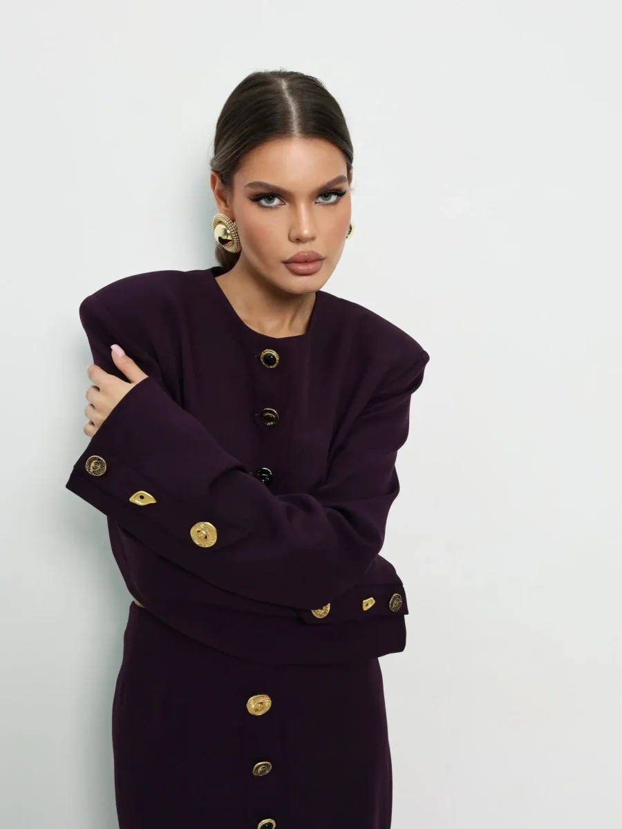 Юбка макси с декоративными пуговицами, Фиолетовая