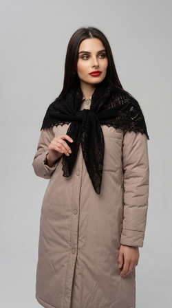 Оренбургский пуховый платок-паутинка А100-07 черный