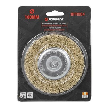 Кордщетка дисковая латунная для дрели 100мм, в блистере Forsage F-BFR004