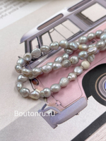 Нить из натурального жемчуга серо-перламутровая