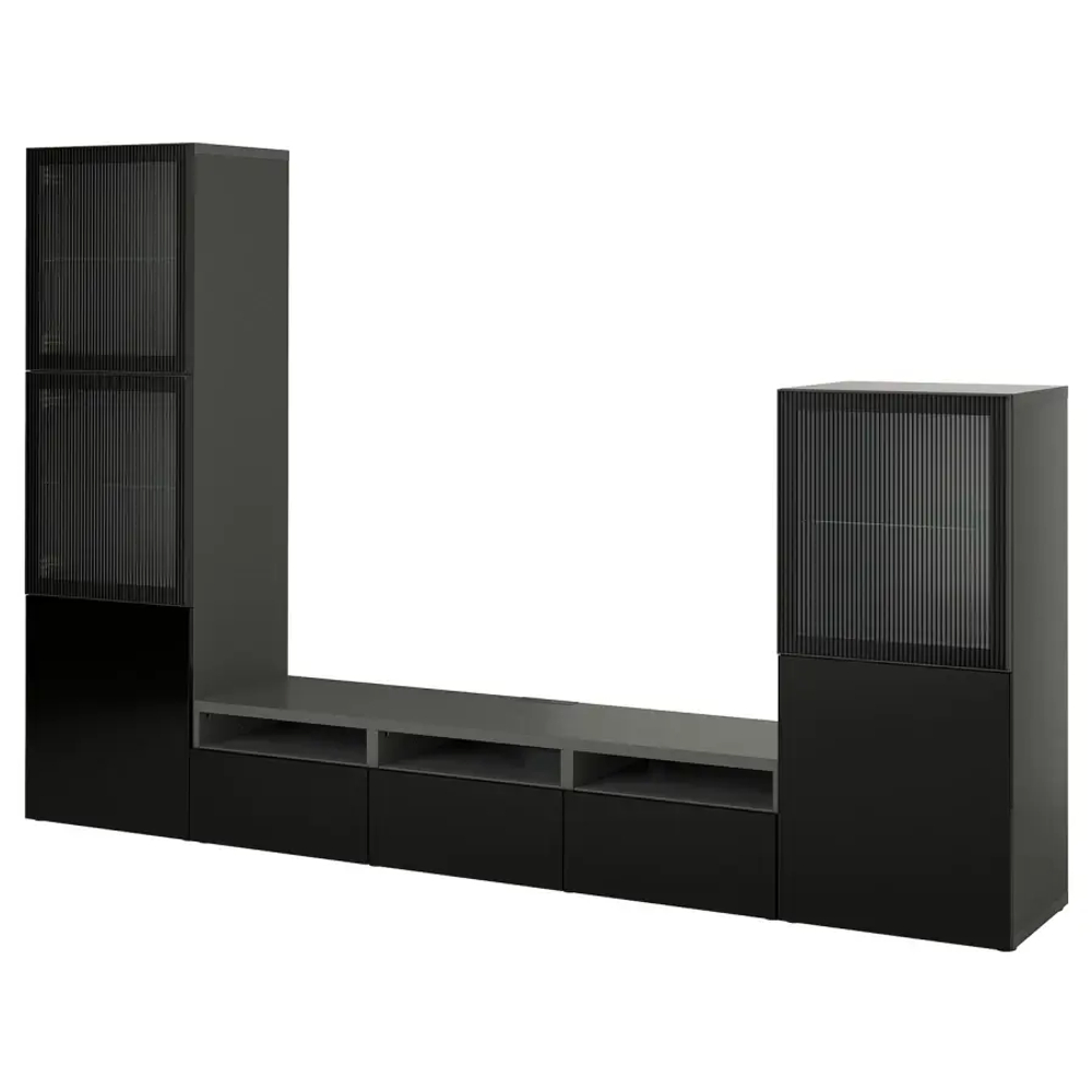 Комбинация для хранения ТВ - IKEA BESTÅ/BESTA, 193x42x300см, черный, БЕСТО ИКЕА