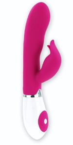 Розовый вибратор Felix с клиторальным стимулятором - 21 см. (Цвет: розовый)