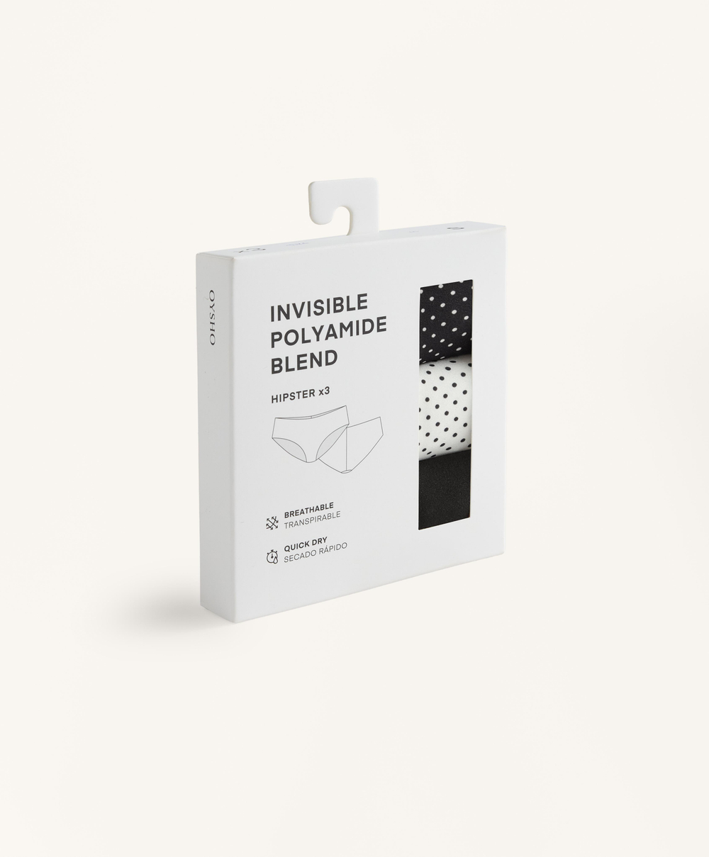 OYSHO Набор из трех пар трусиков-хипстеров из полиамидной смеси, черный