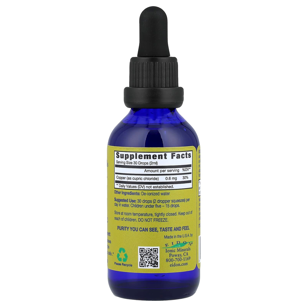 Eidon Ionic Minerals, жидкий концентрат меди, 60 мл (2 унции)