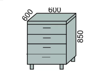Стол МАРТА 600 с 4 ящ. НШ 60-4