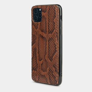 Чехол-накладка для iPhone 11 Pro из натуральной кожи питона, коричневого цвета