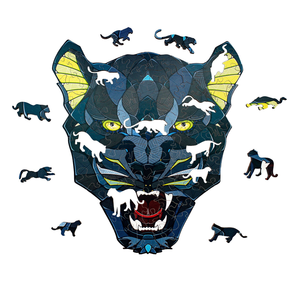 Деревянный пазл-головоломка EWA Пантера L (31x28 см) коробка-шкатулка