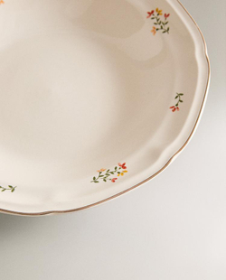 ZARA HOME ГЛУБОКАЯ ТАРЕЛКА С УЗОРОМ, КРЕМОВЫЙ