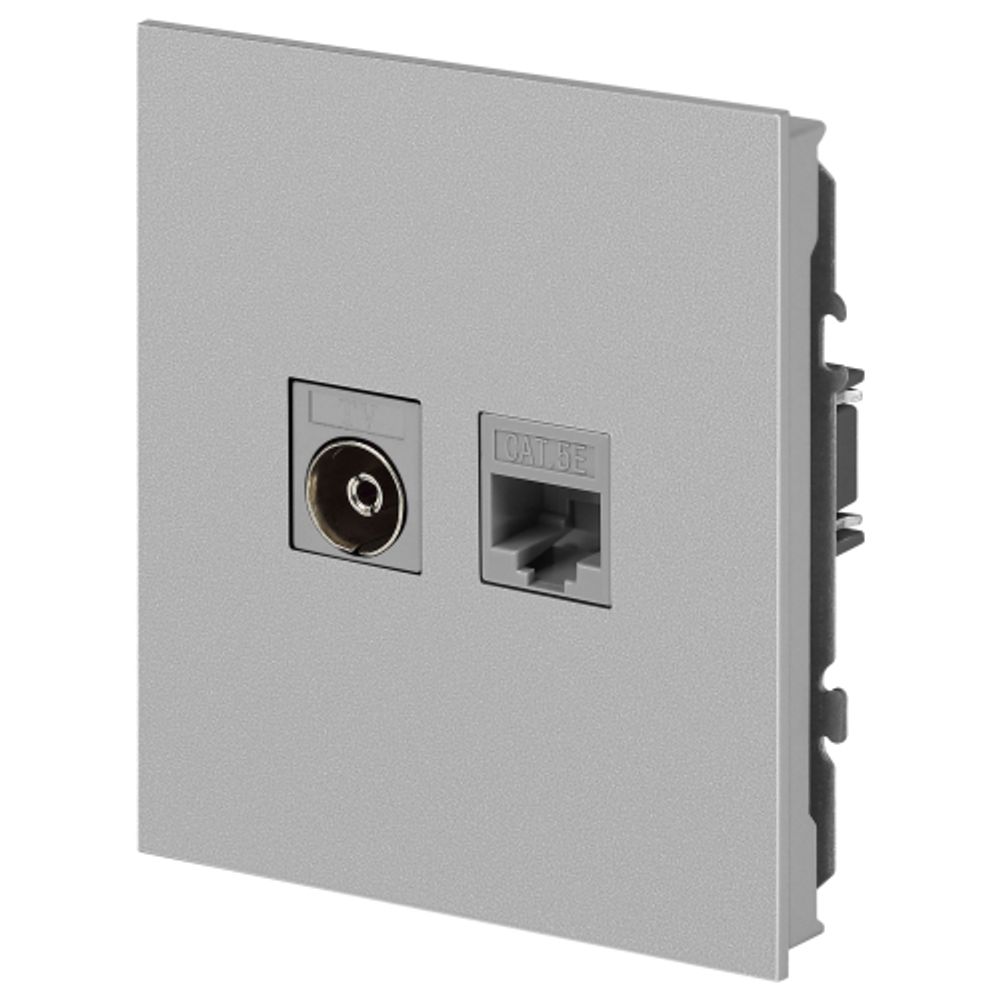 Розетка ЭРА Arktik 16-3110-03 комбинированная RJ45+TV алюминий | Эра Arktik