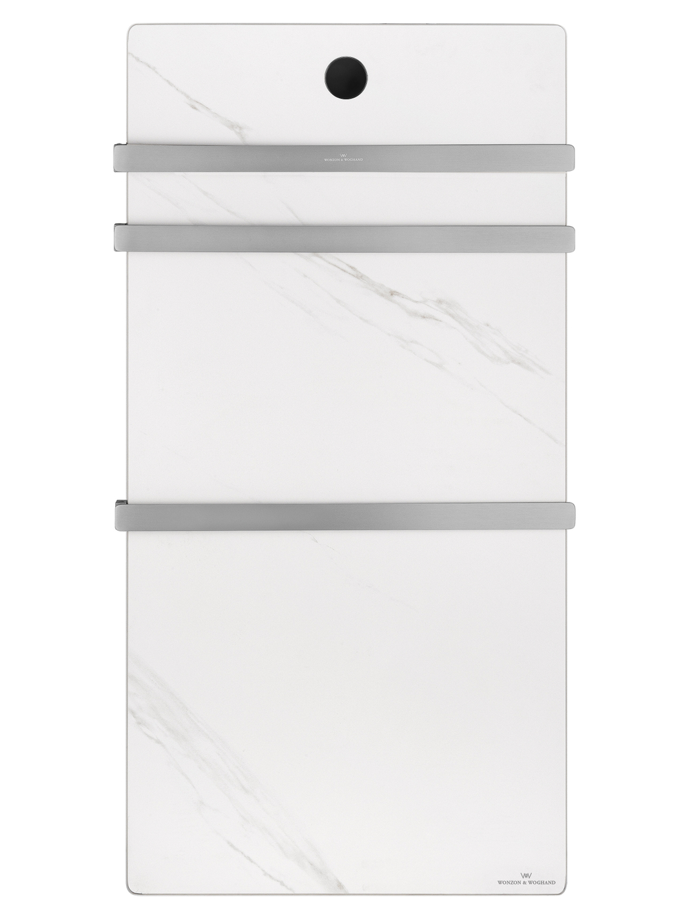Полотенцесушитель электрический с каменной плитой Белый мрамор WONZON & WOGHAND STUTTGART, Брашированный никель (WW-A503-BR)