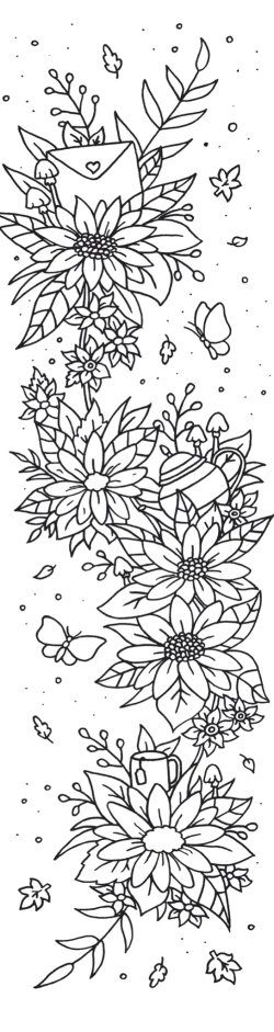 Hachette/ раскраска по номерам/ Marque-pages Guirlandes de fleurs