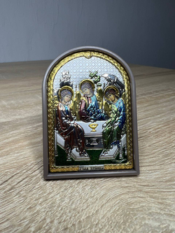 Св. Троица, икона арочная, пластик коричневый, эмаль 48x68