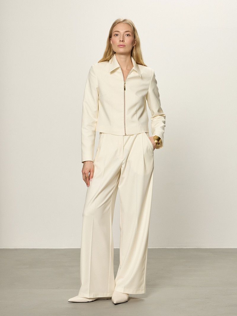 Брюки палаццо на молнии молочная вискоза