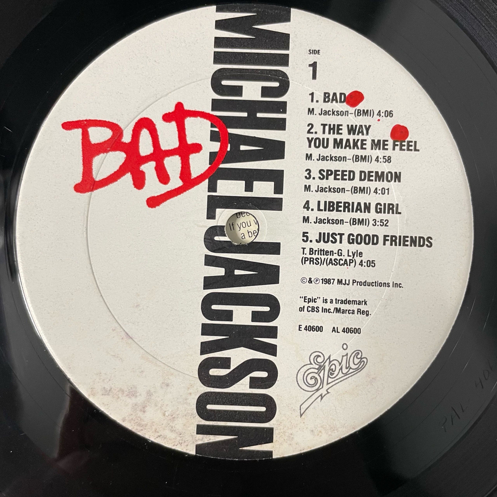 Винтажная виниловая пластинка LP Michael Jackson Bad (США 1987)
