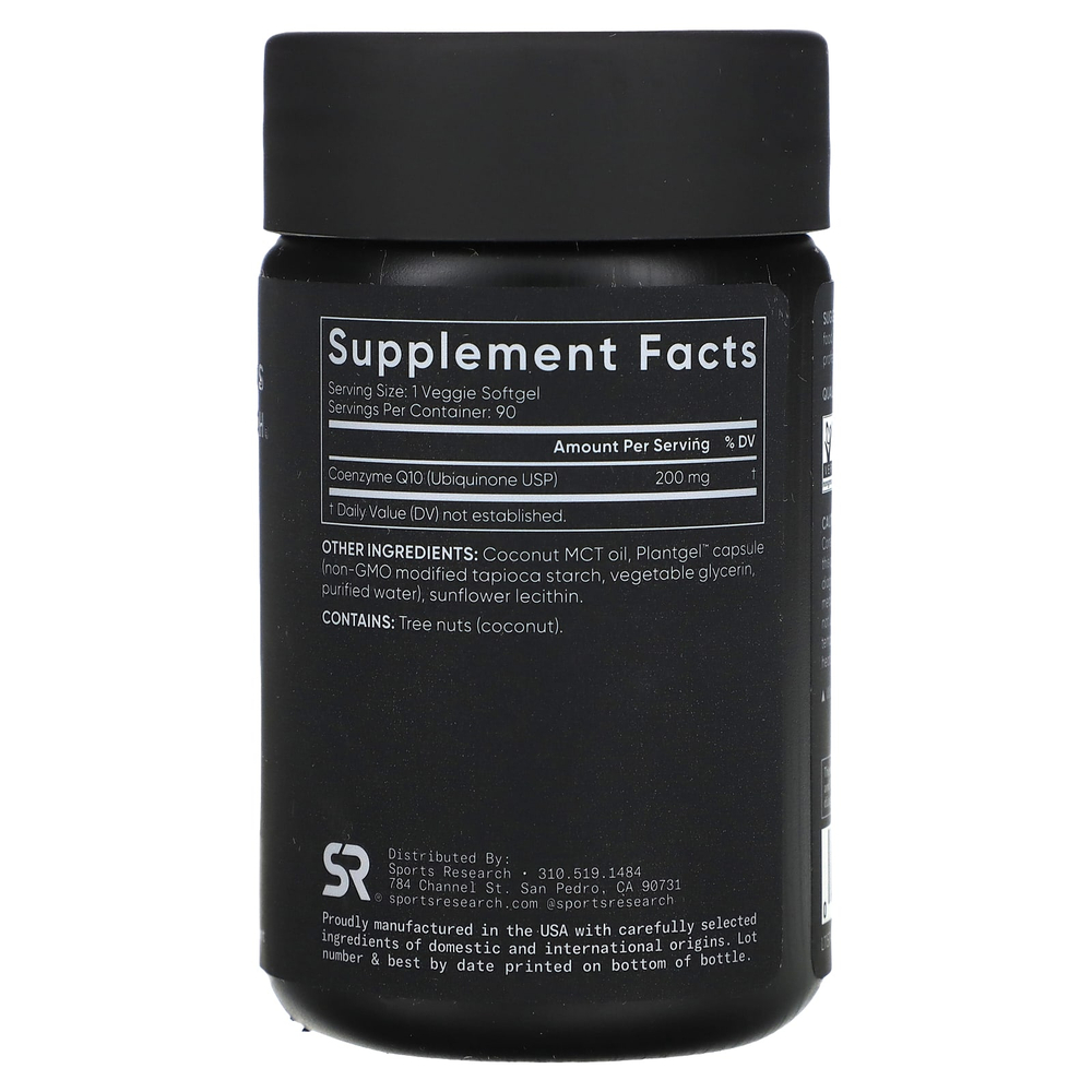 Sports Research, коэнзимQ10, 200 мг, 90 растительных капсул